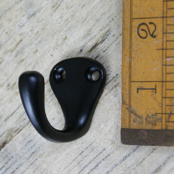 Robe Hook Single Cast Satin Epoxy Black 35mm
