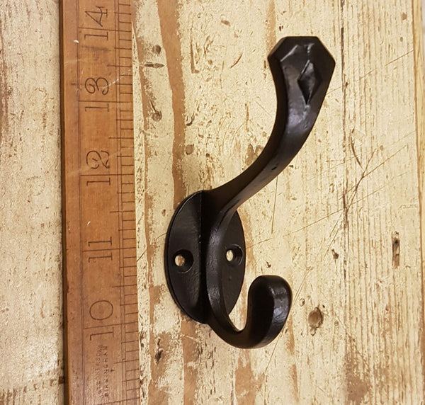 Coat Hook Double DIAMOND Satin Epoxy Black 96mm TBD