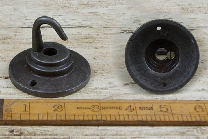 Ceiling Gland Rose With Hook For Pendant Cast Antique Iron 65mm