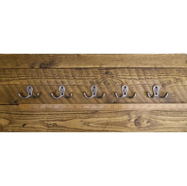Robe Hook double Numbers 1 - 5 Antique Iron 70mm