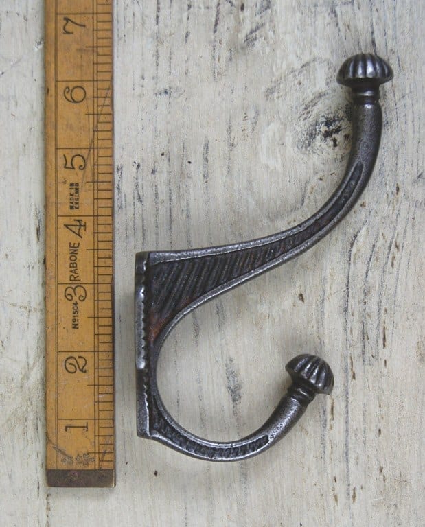 Hat Coat Hook Lined PUMPKIN Tip Cast Antique Iron 150mm