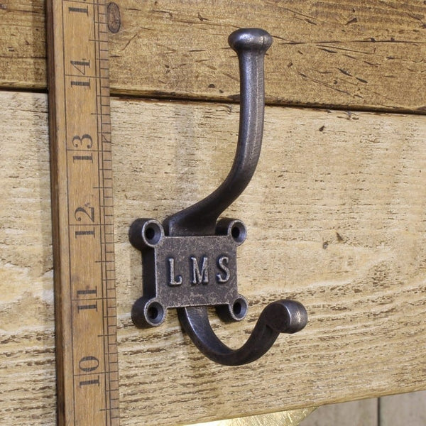 Coat Hook Retro LMS 2 Part 4 Screw Hole Antique Iron 125mm