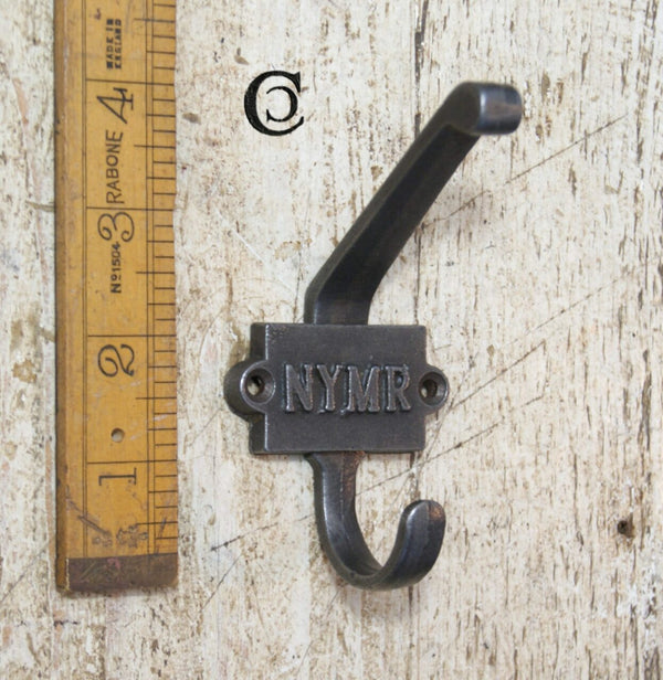 Coat Hook Double NYMR 2 Part 2 Hole Cast Antique Iron 110mm