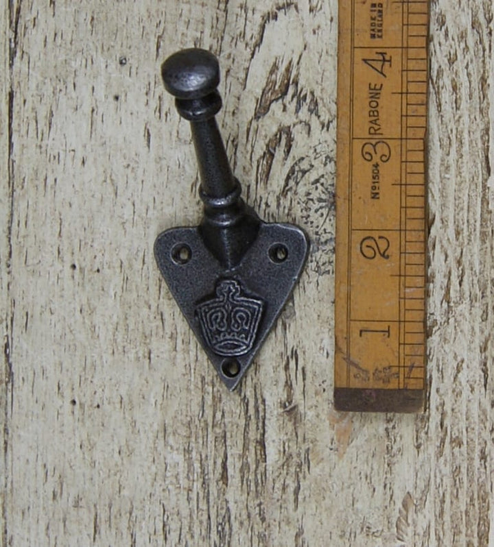 Coat Hook Arts Crafts Single MINISTRY CROWN Antique Iron 100mm