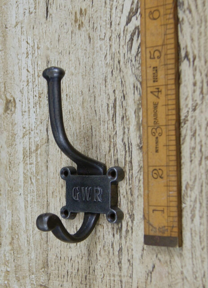 Coat Hook Retro GWR 2 Part 4 Screw Hole Cast Antique Iron 125mm
