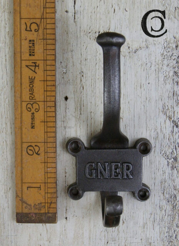 Coat Hook Retro GNER 2 Part 4 Screw Hole Cast Antique Iron 125mm