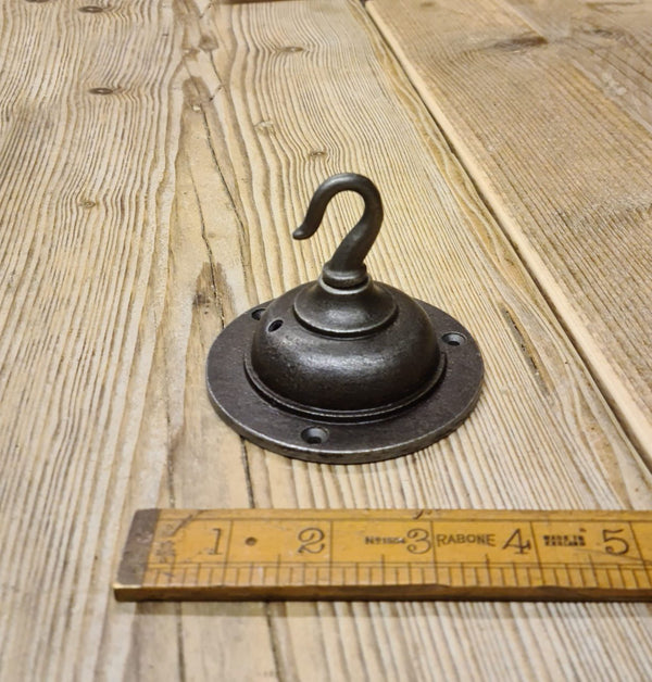 Ceiling Gland Rose with Chandelier Hook Antique Iron 90mm