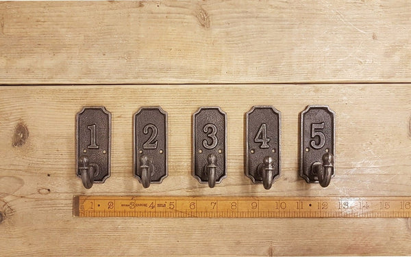 Single Ball End Coat Hook Numbered Plaque Hook Set of 1 - 5
