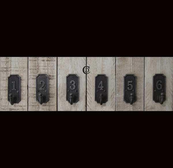 Single Ball End Coat Hook Numbered Plaque Hooks Set of 1 - 6