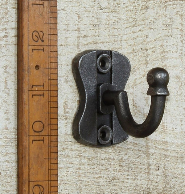 Coat Hook ELSTON cw Back Plate Cast Antique Iron 60mm