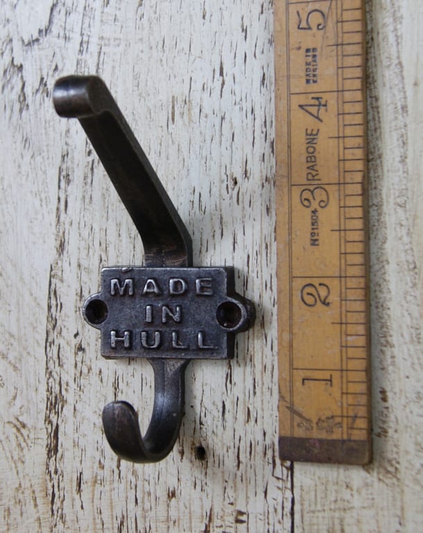 Coat Hook Double 2 Part MADE IN HULL Cast Antique Iron 110mm