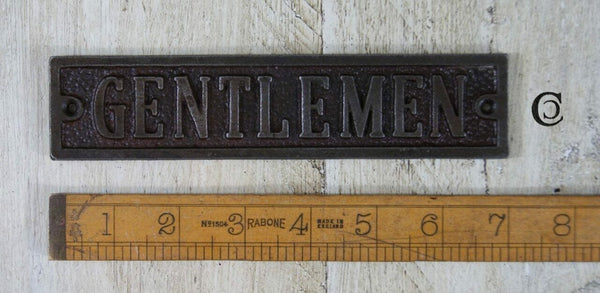Plaque Toilet Door GENTLEMEN Antique iron 177mm x 40mm