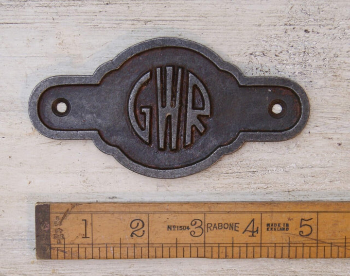 Plaque GWR Emblem Railway Totem Antique Iron 63mm x 125mm