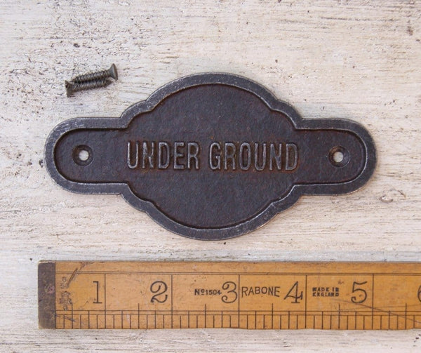 Plaque UNDERGROUND Totem Style Antique Iron 50mm x 125mm