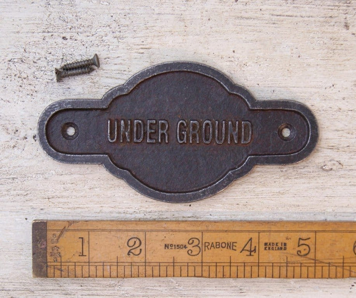Plaque UNDERGROUND Totem Style Antique Iron 50mm x 125mm