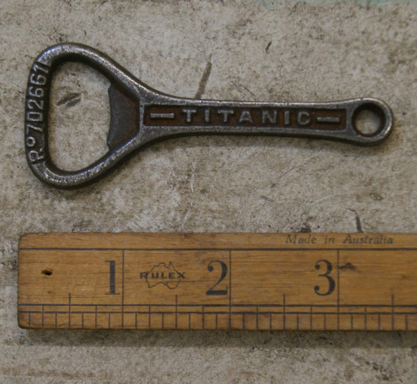 Bottle Opener Hand Held TITANIC Cast Antique Iron