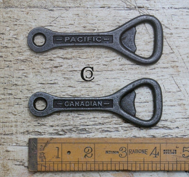 Bottle Opener Hand Held CANADIAN PACIFIC Cast Antique Iron