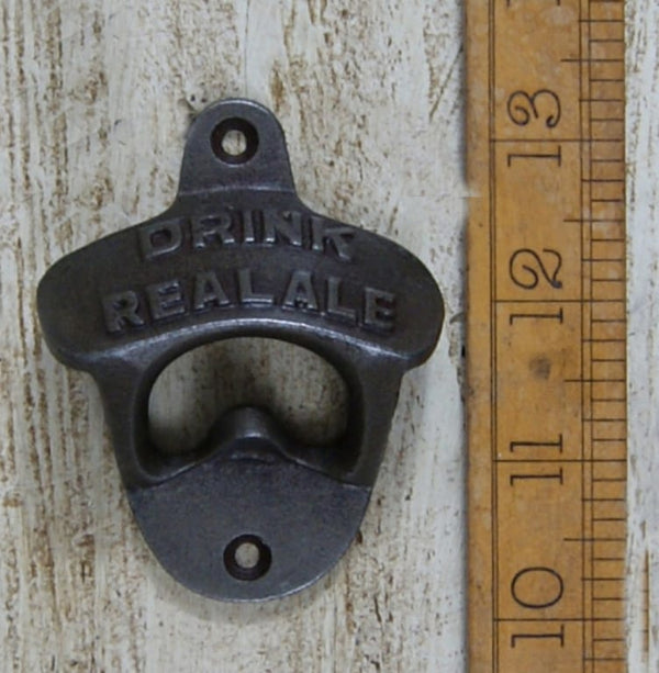Bottle Opener Wall Mounted DRINK REAL ALE Cast Antique IronTBD