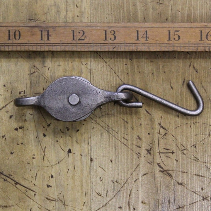 Pulley Single BLOCK TACKLE style hanging Antique Iron 88mm