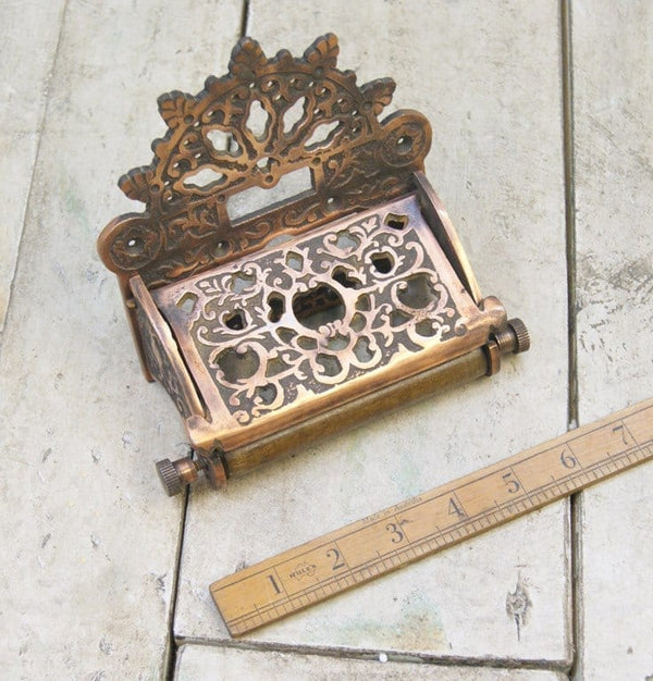 Toilet Roll Holder Victorian with Lid Antique Copper