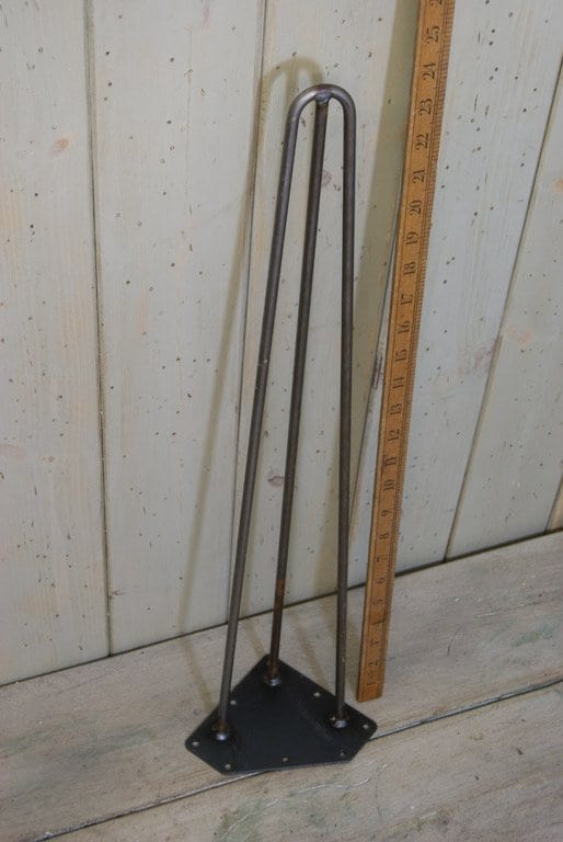 Hairpin Leg 3 Prong Antique Iron 8mm Diameter Rod 600mm
