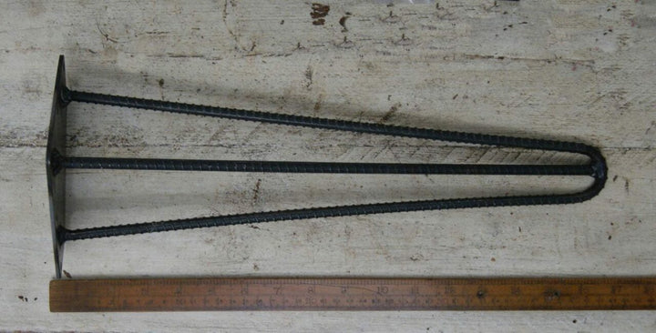 Hairpin Leg RE-BAR 3 Prong Antique Iron 400mm