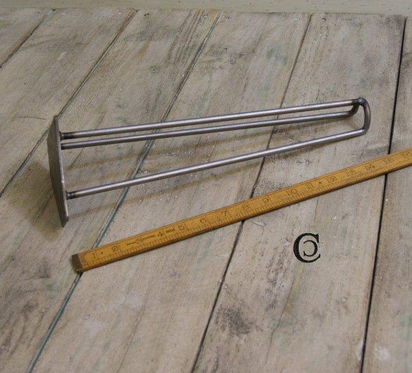 Hairpin Leg 3 Prong FOOTED Antique Iron 400mm