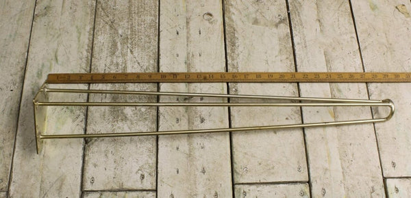 Hairpin Leg 3 Prong FOOTED Brass Plated 710mm