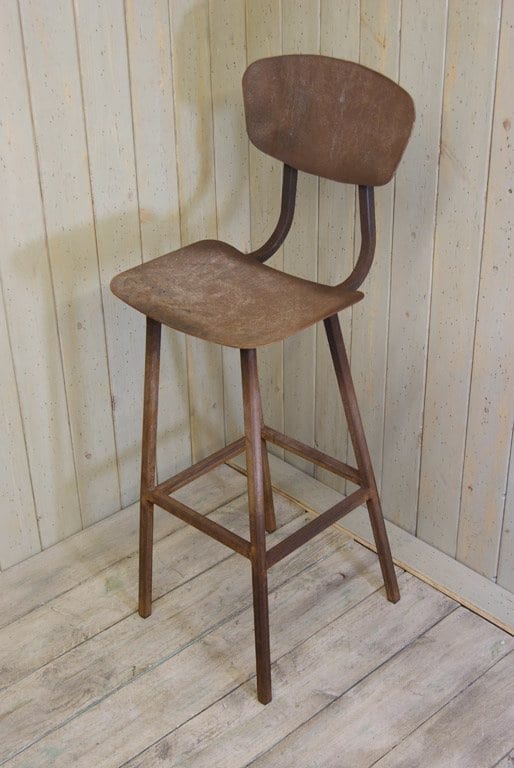 High Chair Bar Stool Vintage Seat Back Antique Rust 700mm