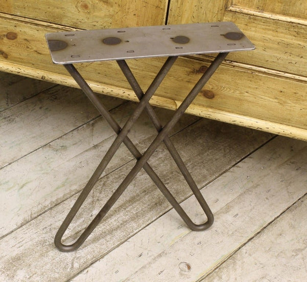 Coffee End Frame Hairpin Leg CROSS STYLE Antique Iron 400mm