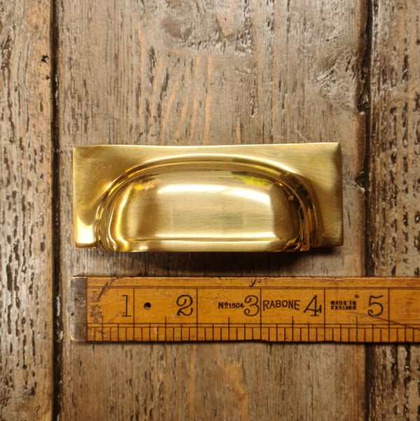 Cup Handle Square Rear Fix BRAMLEY Polished Brass 40mm x 103mm