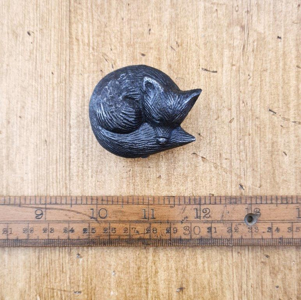 Knob Cupboard FOX SLEEPING Cast Antique Iron 50mm