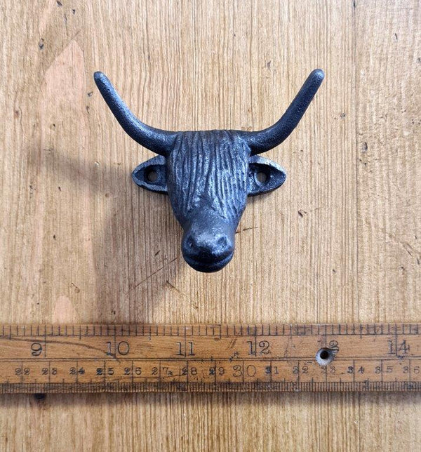 Knob / Hook  Cupboard HIGHLAND COW Cast Antique Iron 80 x 65mm