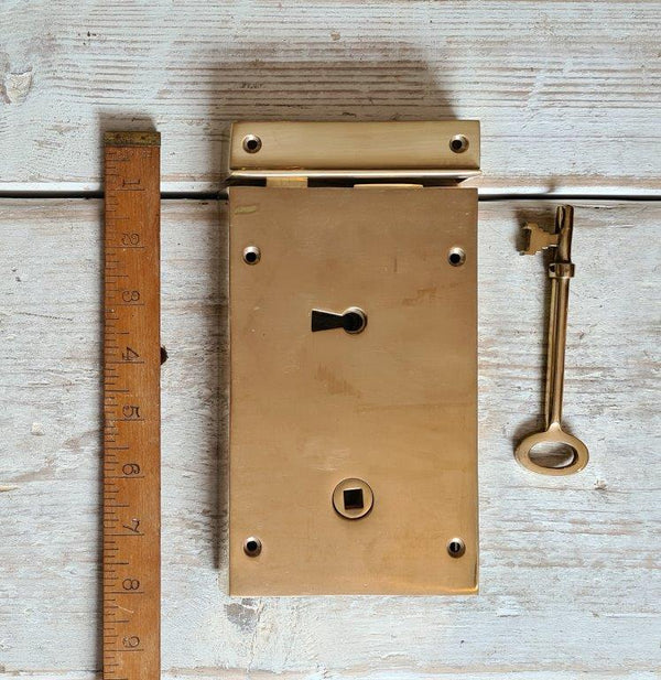 Rim Lever Lock Set SOLID BRASS - LEFT Hand (check out) 178mm x 127mm
