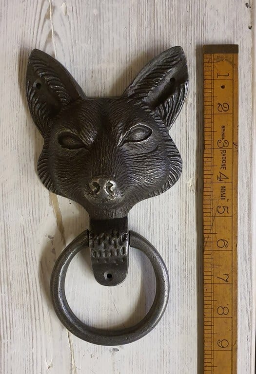 Door Knocker FOX Design Cast Antique Iron 203mm Overall