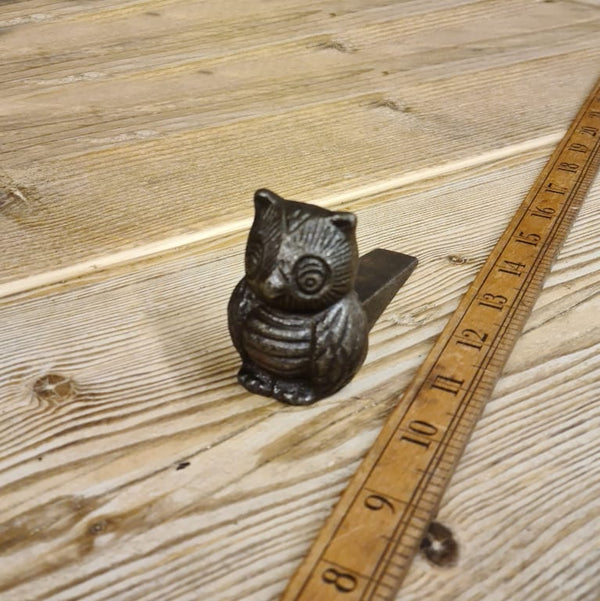 Door Stop Wedge OWL Cast Antique Iron 95mm length