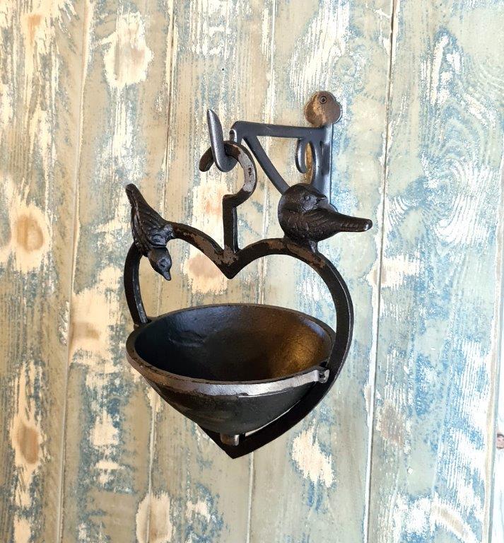 Bird Feeder with Bracket 2 Birds Antique Iron 200mm x 250 high