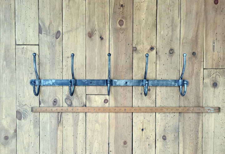 Hook Rail 5 Hook Distressed Galv Patina 190mm x 770mm
