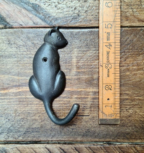 Coat Hook CAT Looking Sideways Cast Antique Iron 145mm