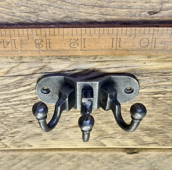 Coat Hook Triple HAWTHORN Cast Antique Iron 35 x 90mm