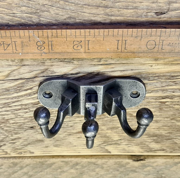 Coat Hook Triple HAWTHORN Cast Antique Iron 35 x 90mm