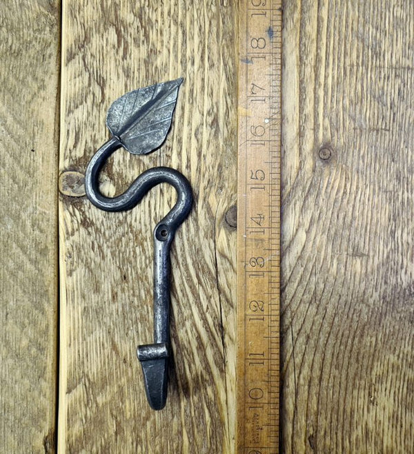 Left Hand Gothic Leaf Hook Hand Forged Antique Iron 190mm