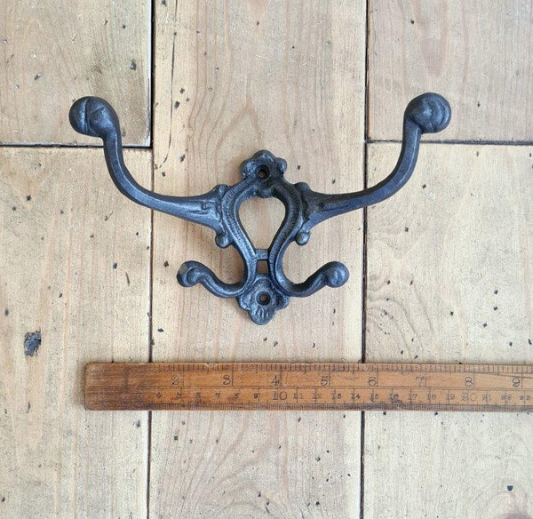 Hat and Coat Hook ADRIENNE Cast Antique Iron 120mm x 160mm