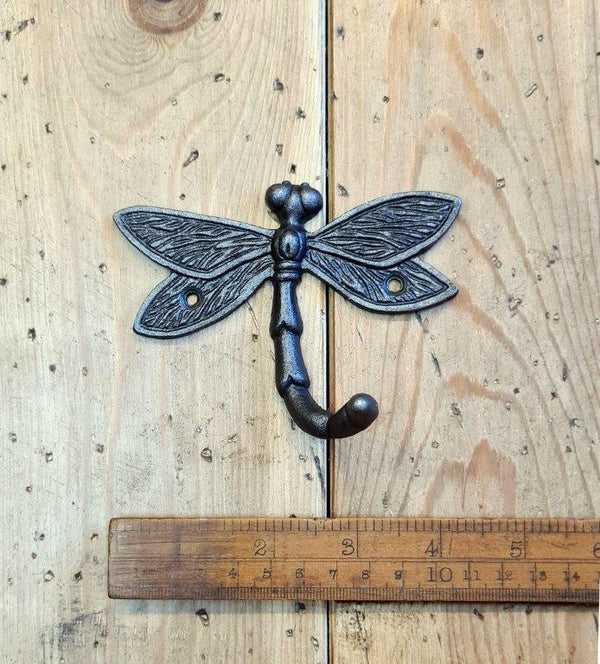 Coat Hook Single DRAGONFLY Cast Antique Iron 105mm
