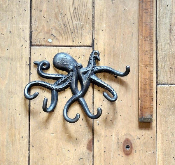 Multi Hook OCTOPUS Angled Head Cast Antique Iron 200mm
