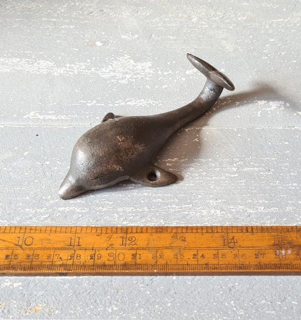 Coat Hook Single DOLPHIN Cast Antique Iron 120mm