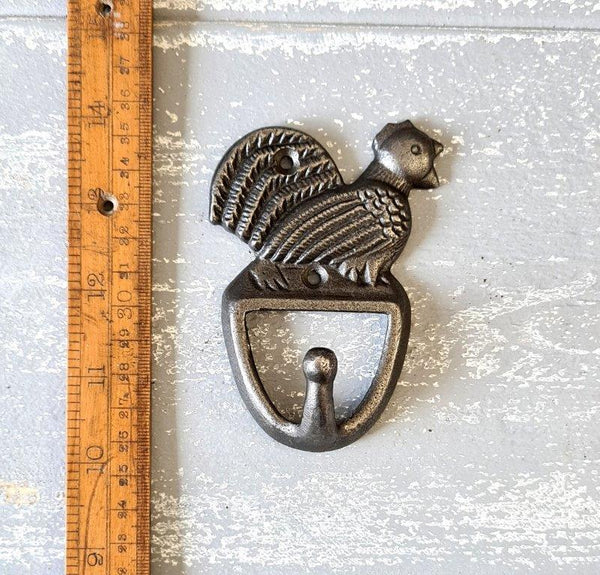 Coat Hook Single COCKEREL Antique Iron 100mm