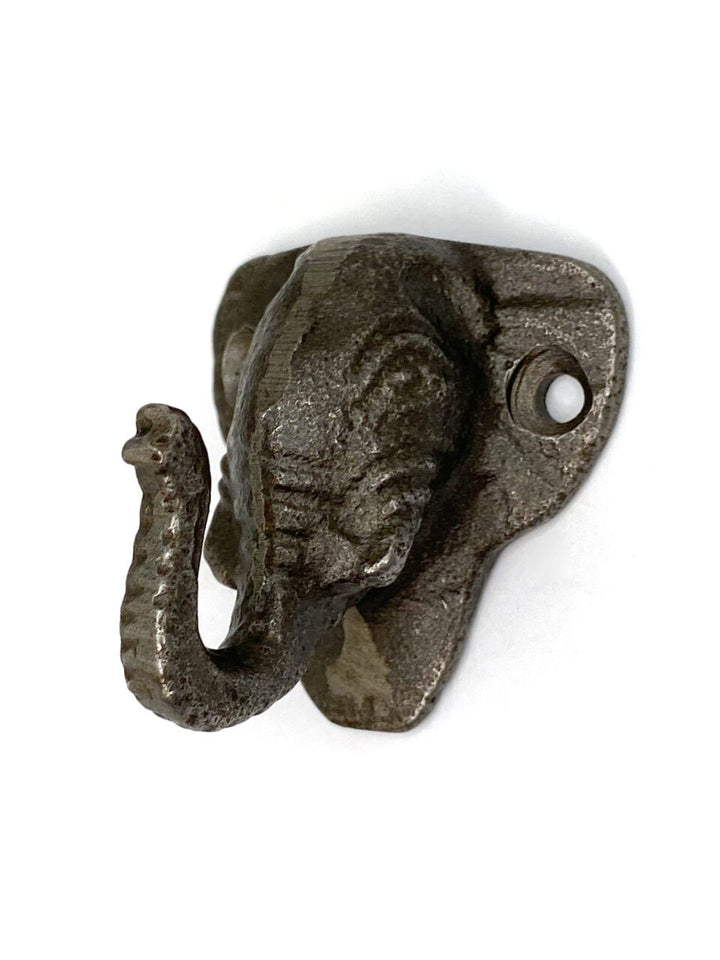 Coat Hook Small Single ELEPHANT Cast Antique Iron 45mm