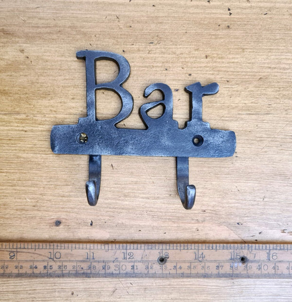 Coat Hook BAR 2 Hooks Cast Antique Iron 130 x 105mm