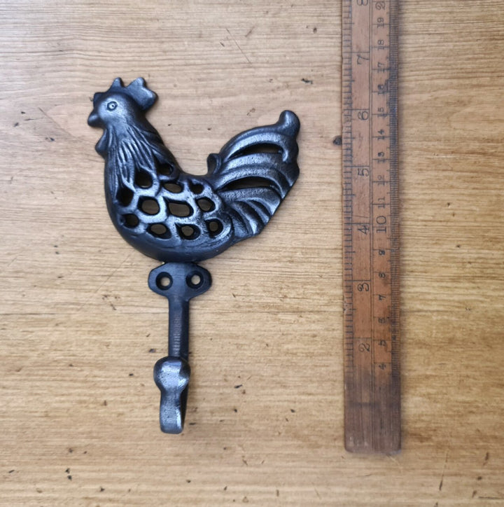 Coat Hook Single COCKEREL Cast Antique Iron 95 x 155mm